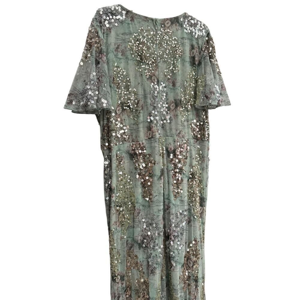 Mac Duggal Green Embellished Butterfly Sleeve Faux Wrap Gown - Size 20 - NWT - Picture 6 of 7